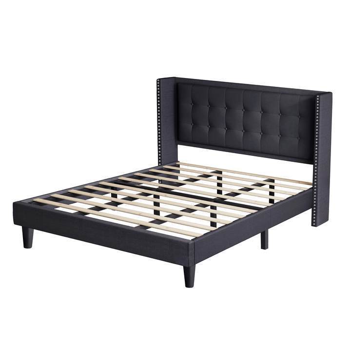 Renzo King Size Platform Bed Frame - Dark Gray