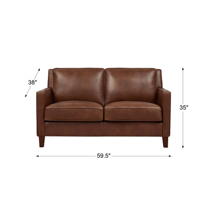 Ashby Leather Loveseat - Pecan