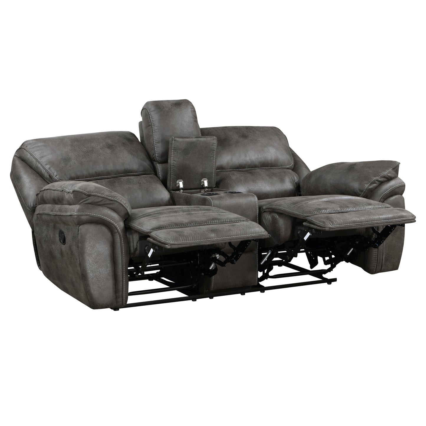 Sasha Reclining Microfiber Loveseat - Gray