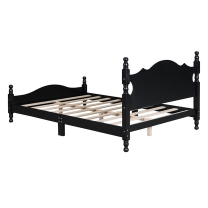 Quarto II Full Size Wood Platform Bed Frame - Black