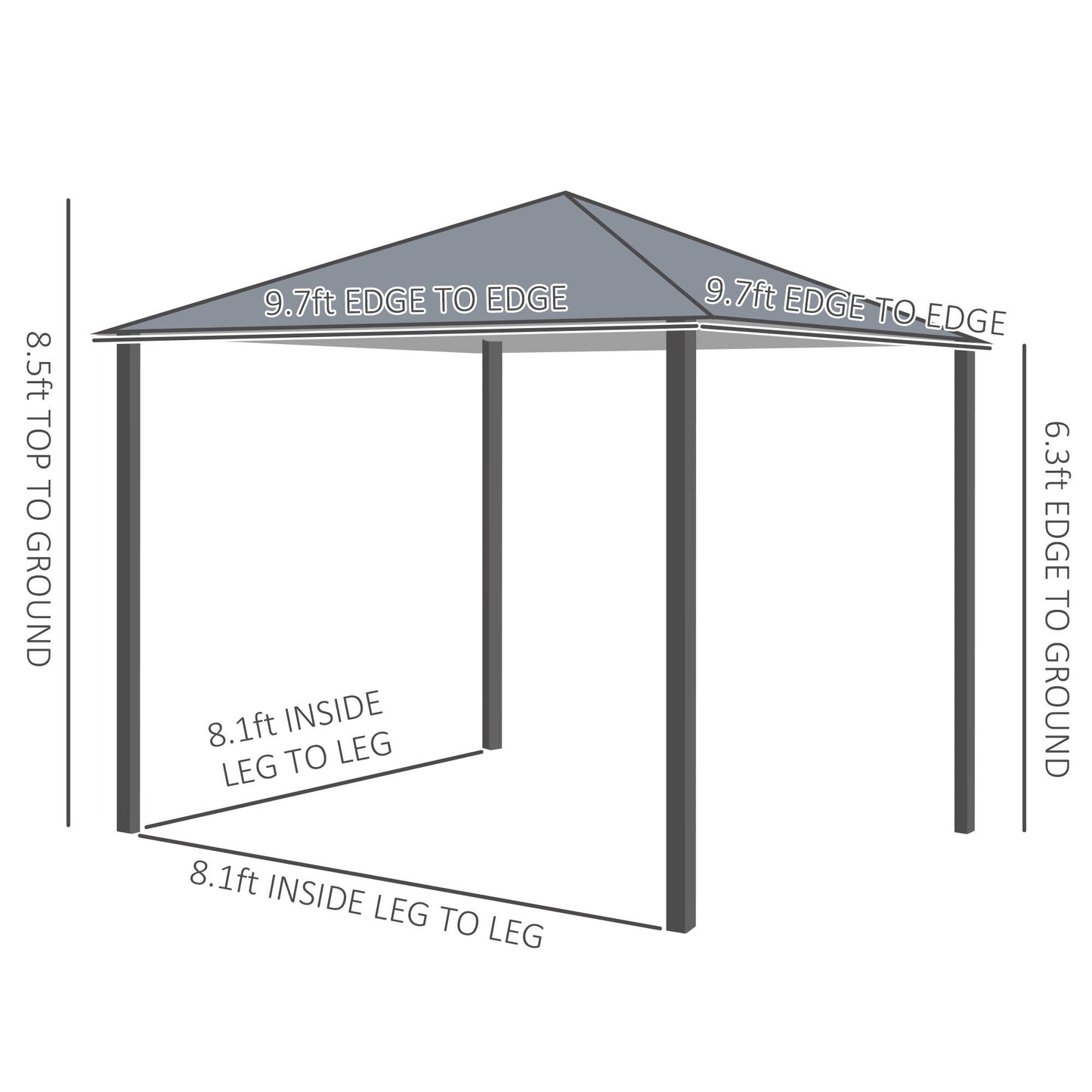 Enola 10 x 10 ft Patio Gazebo Aluminum Frame with Netting - Black