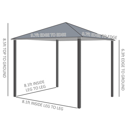 Enola 10 x 10 ft Patio Gazebo Aluminum Frame with Netting - Black