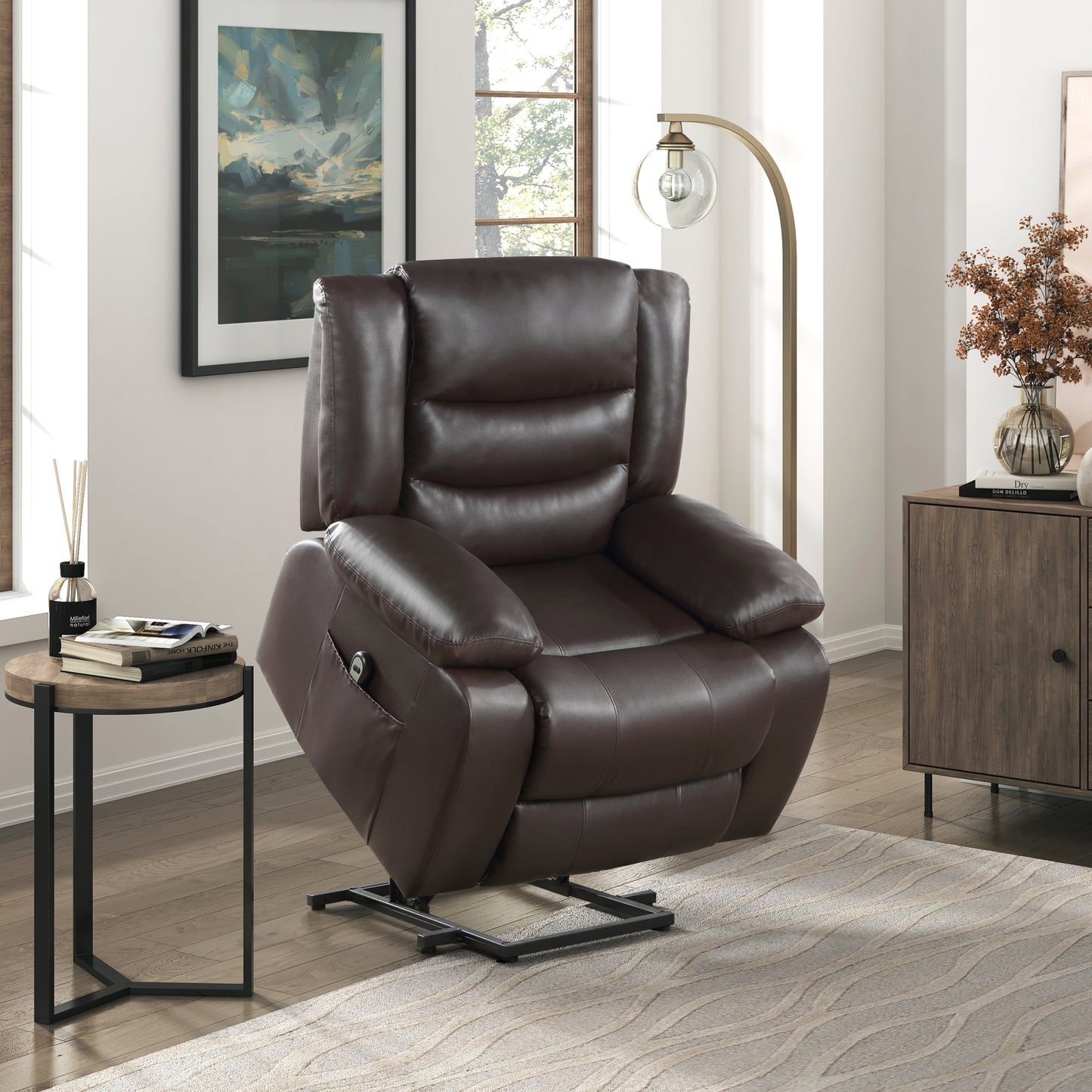 Vada Power Lift Recliner Chair - Dark Brown