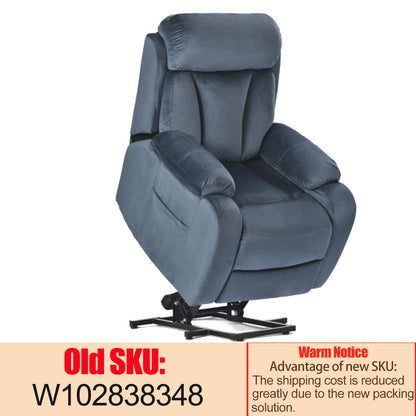 Rios Velvet Lift Chair Recliner - Navy Blue