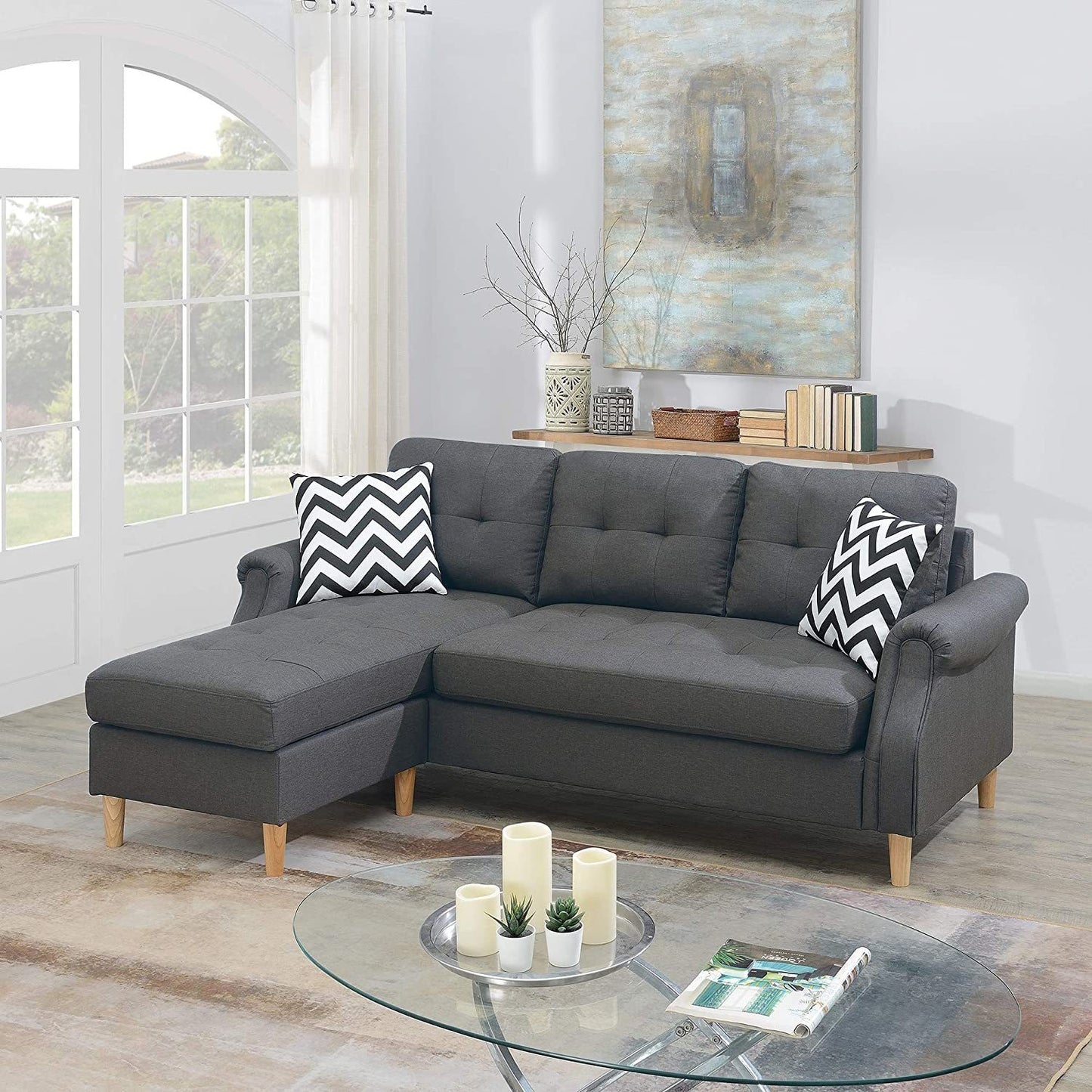 Carmen Corner Reversible Sectional Sofa - Gray