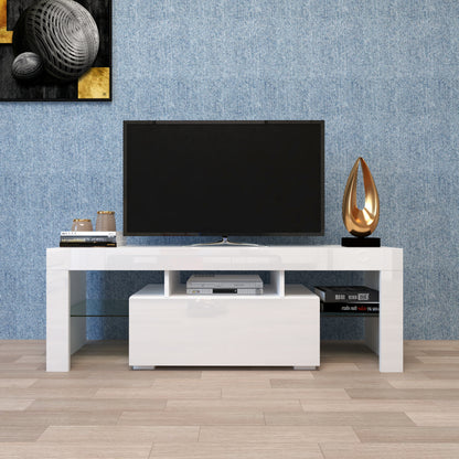 Prime Entertainment TV Stand with LED Light TV - White