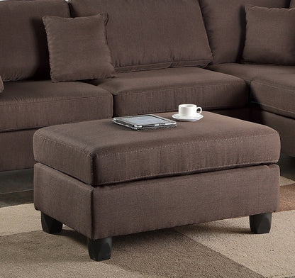 Esra 3pc Sectional Reversible Chaise Sofa And Ottoman - Chocolate