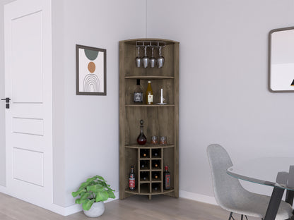 Castle Corner Bar Cabinet - Dark Brown