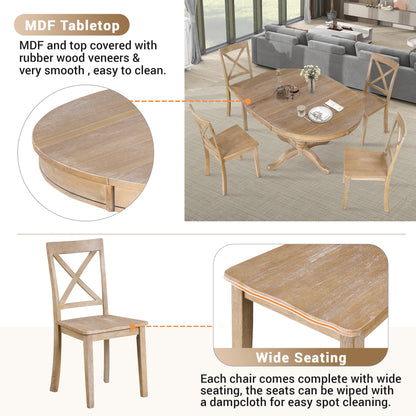 Vivia 5pc Dining Set Round Table 4x side Chairs - Natural