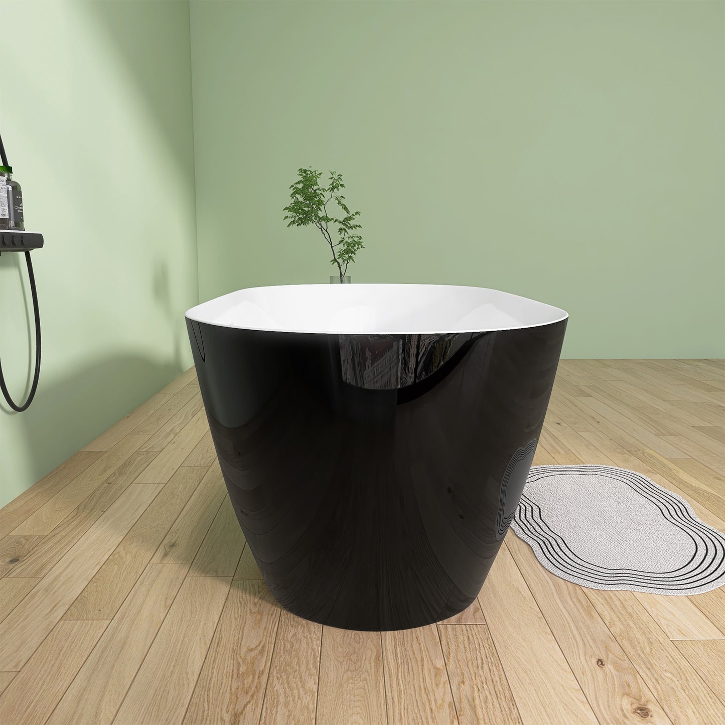 Nuvo 59" Acrylic Free Standing Oval Shape Soaking Tub - Gloss Black+White