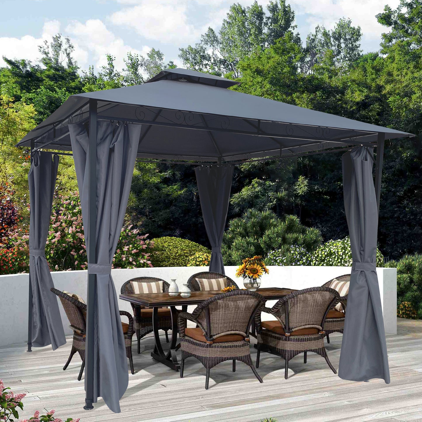 Coral 10 x 10 ft Outdoor Patio Gazebo Canopy Tent - Dark Gray