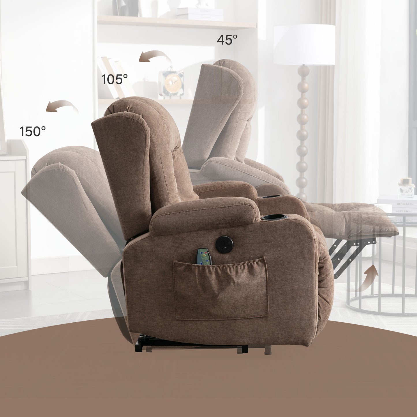 Bonilla Power Lift Recliner Chair - Brown