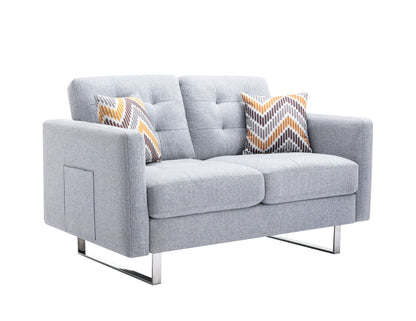 Victoria Fabric Loveseat - Light Gray