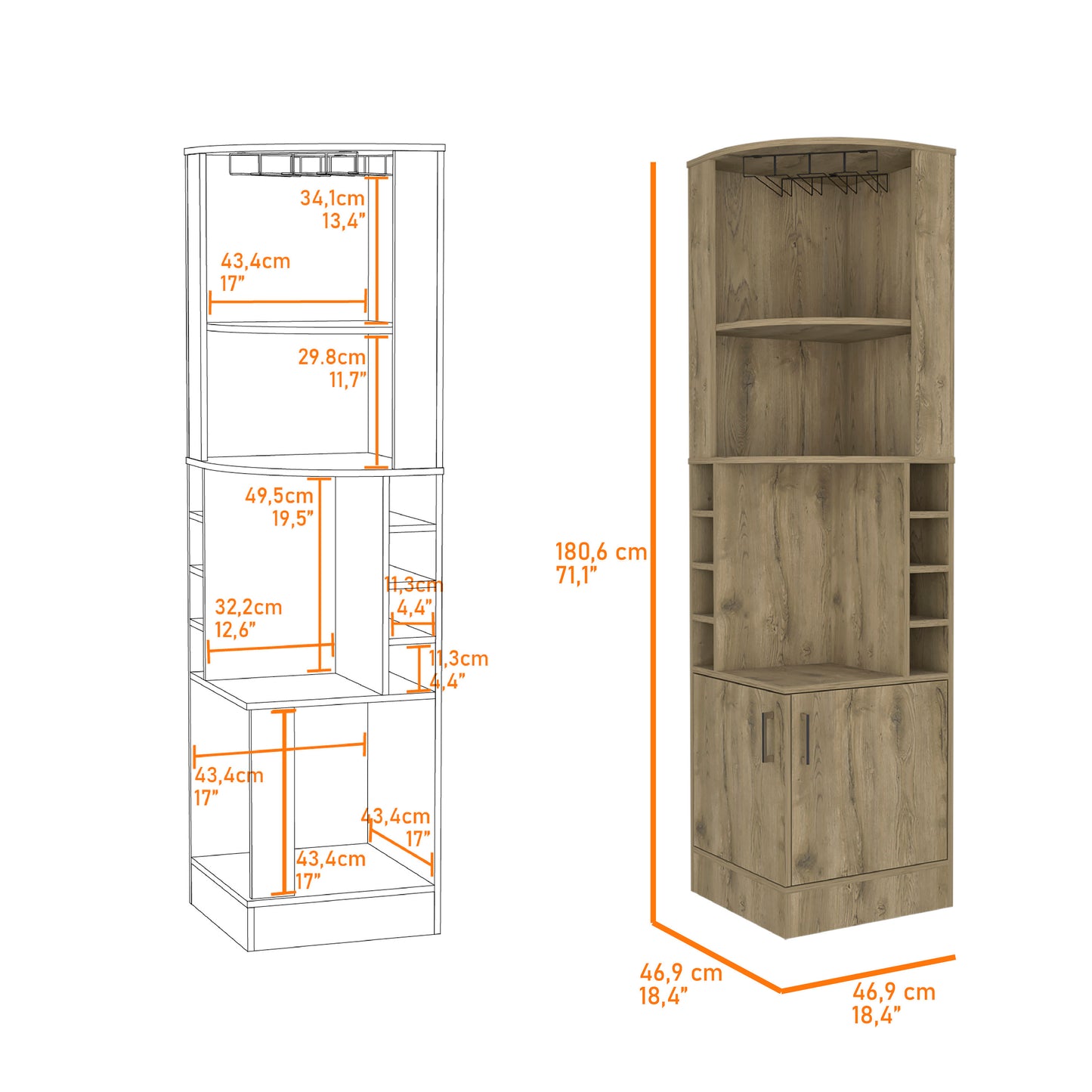 Isabelle 8-Bottle 2-Shelf Bar Cabinet - Macadamia