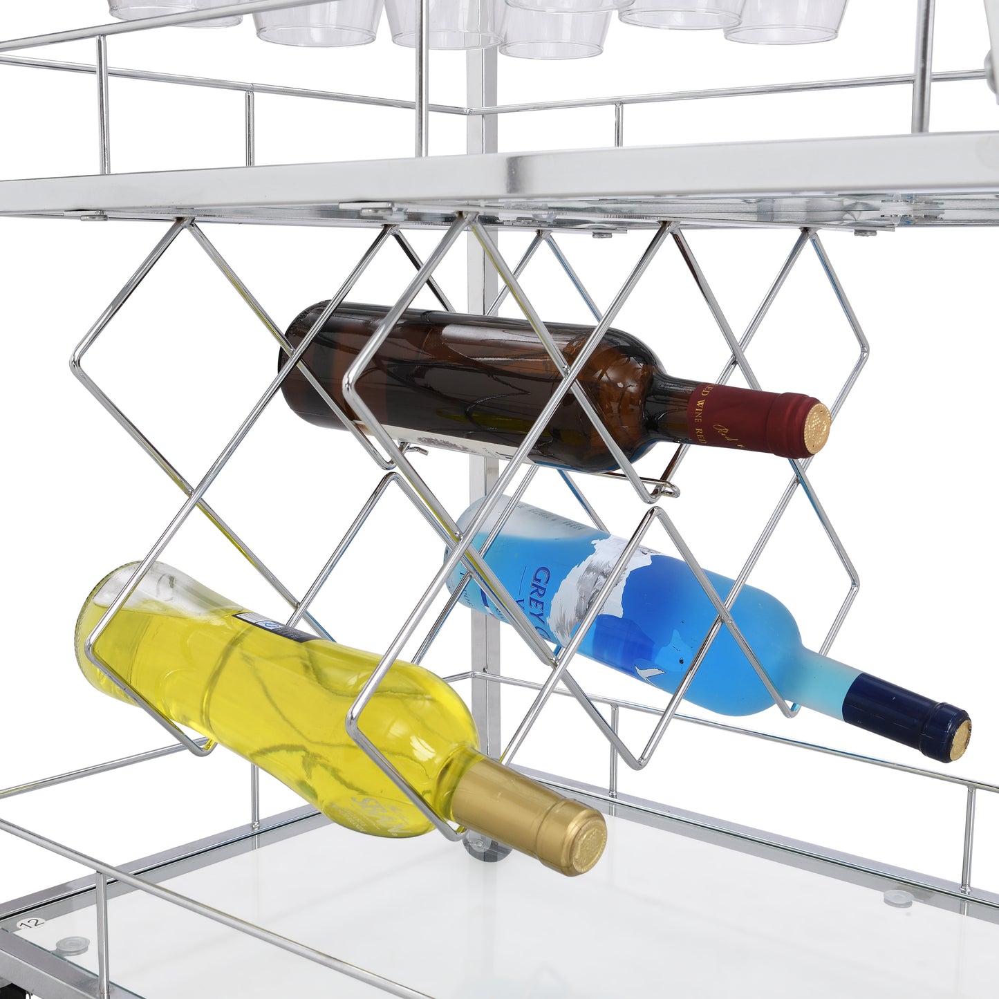 Silver Mobile Wine Cart