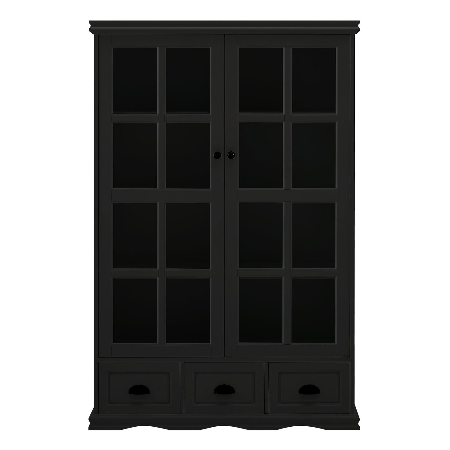 Seno Tempered Glass Doors Curio Cabinet - Black