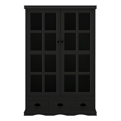 Seno Tempered Glass Doors Curio Cabinet - Black