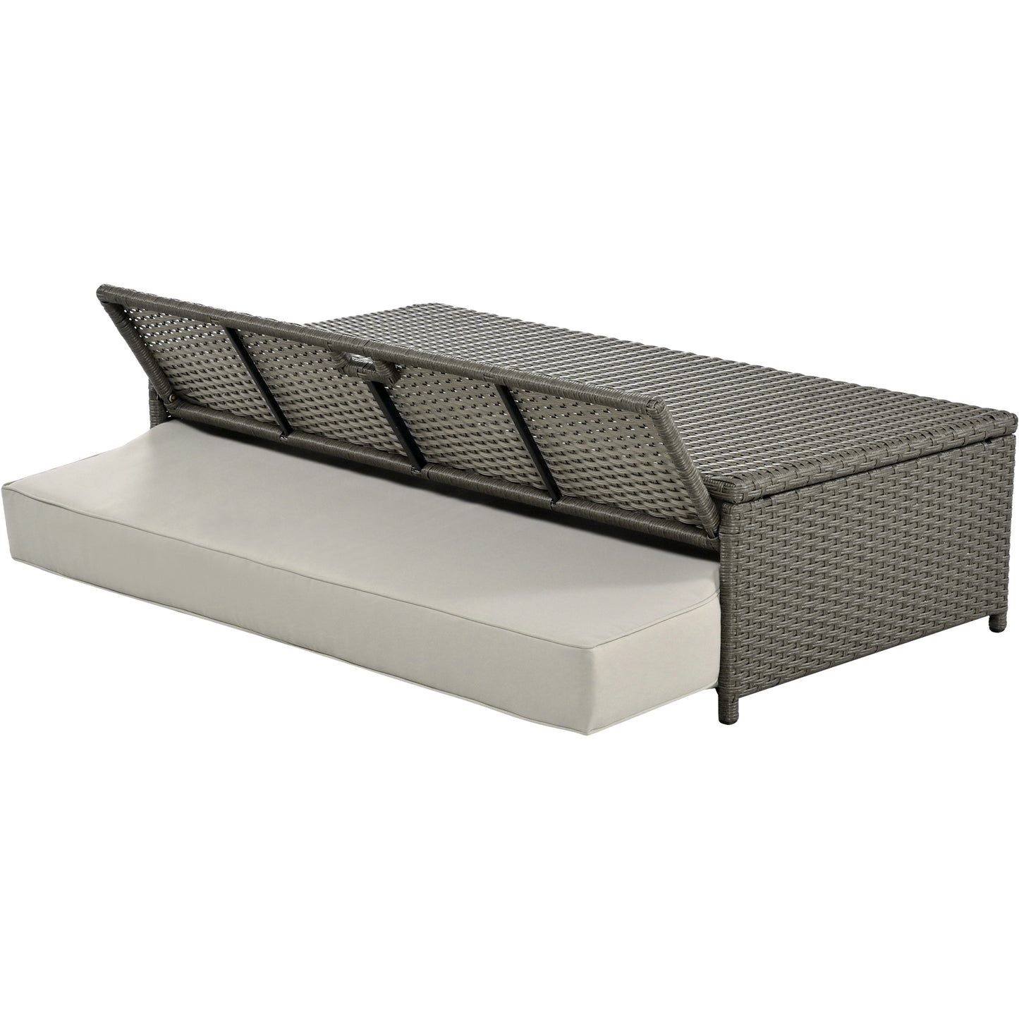 Tula PE Wicker Rattan Double Chaise Lounge - Gray