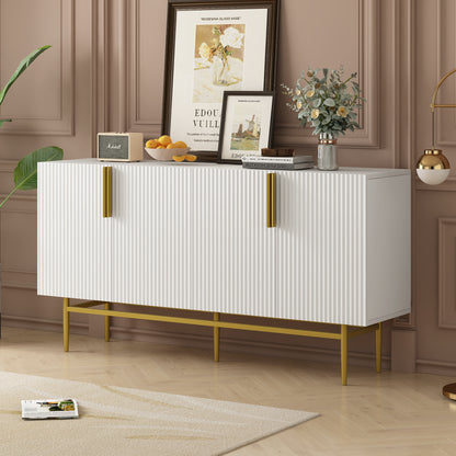 Sylvia Gold Metal Handle Sideboard Buffet - White