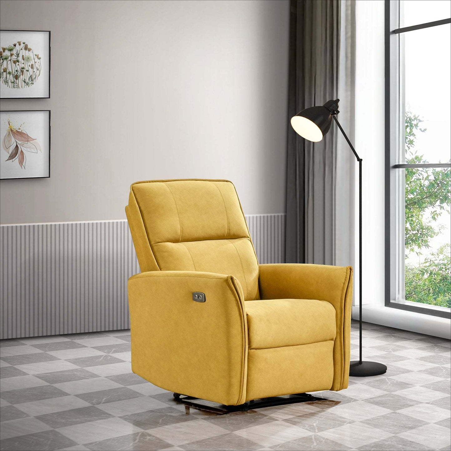 Asheville Suede Recliner Chair - Yellow