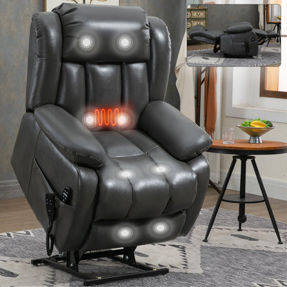 Brooklyn Dual Motor Power Lift Recliner Chair with Massage and Heating - Gray