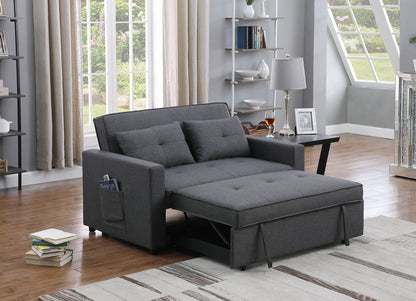 Zoey Linen Convertible Sleeper Loveseat - Dark Gray