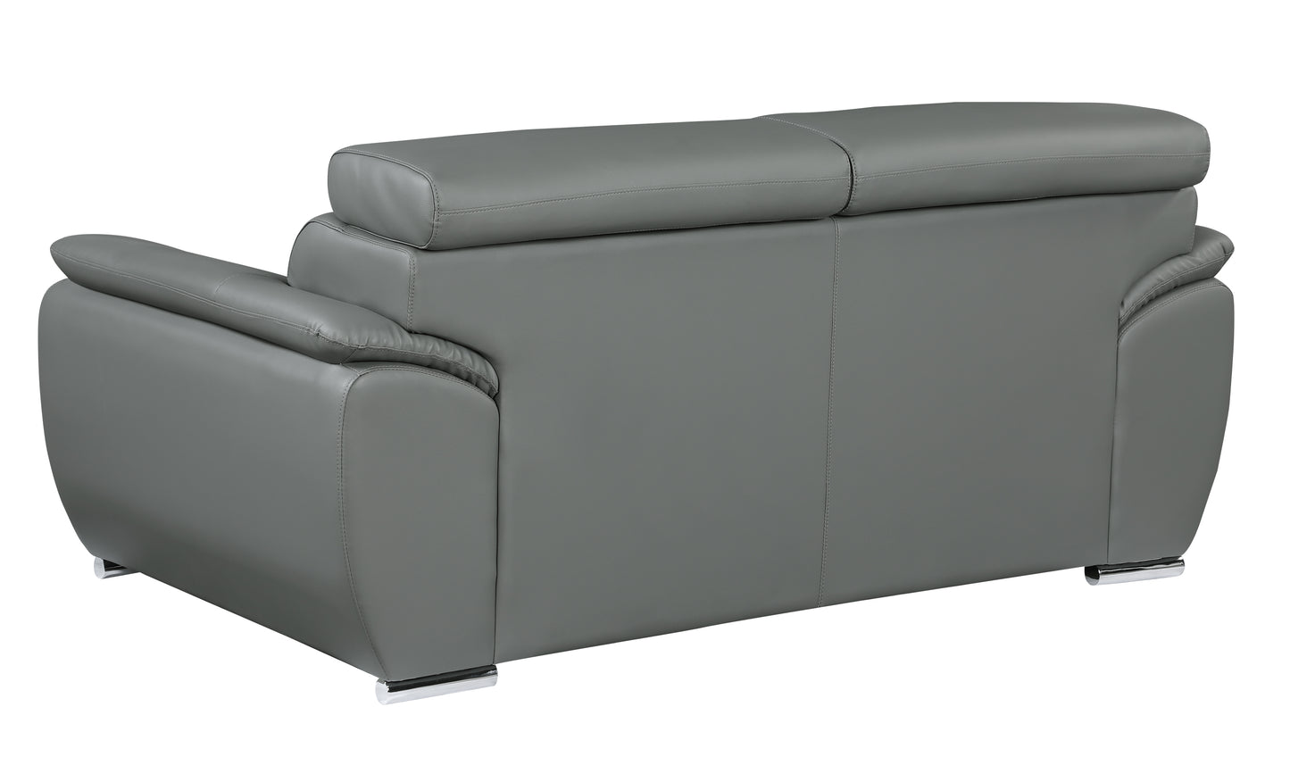 Milton Genuine Leather Loveseat - Gray