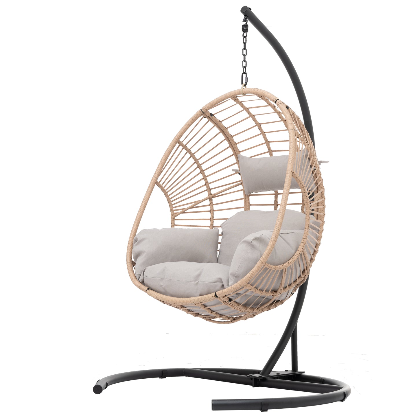 Beebe Wicker Swing Chair With Stand - Beige