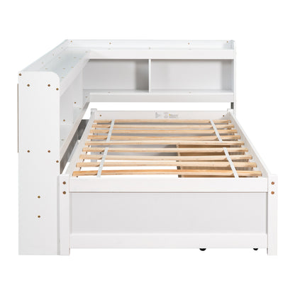 Parker Twin Size Daybed with Bookcases -Drawers - White