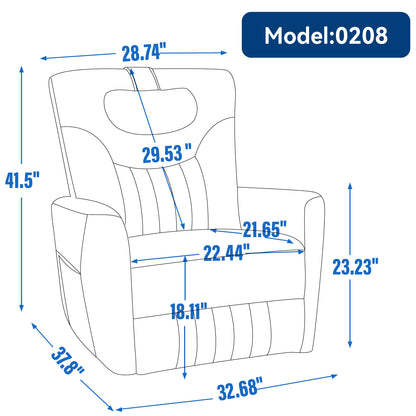 Davila Swivel and Rocker Power Recliner Chair with Lumbar and Neck Support - Blue