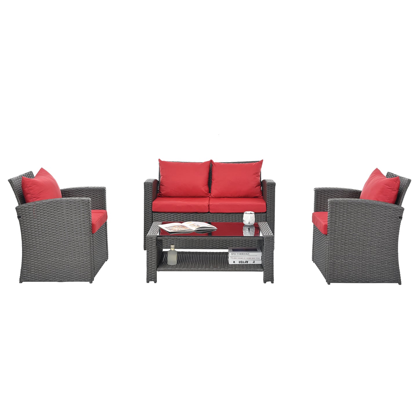 Moray 4 Pc Outdoor Patio Seating Set - Red