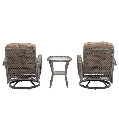 Tompkins 3 Pc Outdoor Swivel Rocker Patio Chairs - Khaki