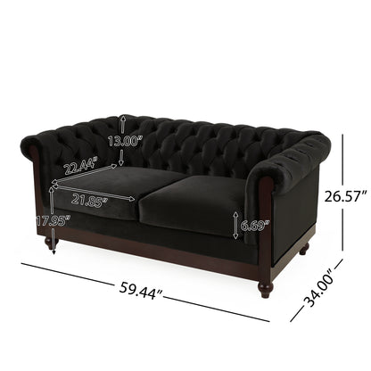 Vivalux Velvet Loveseat Sofa - Black