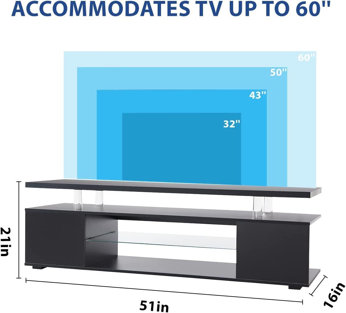 Pulse TV Stand Entertainment Center for 65 Inch TV - Black