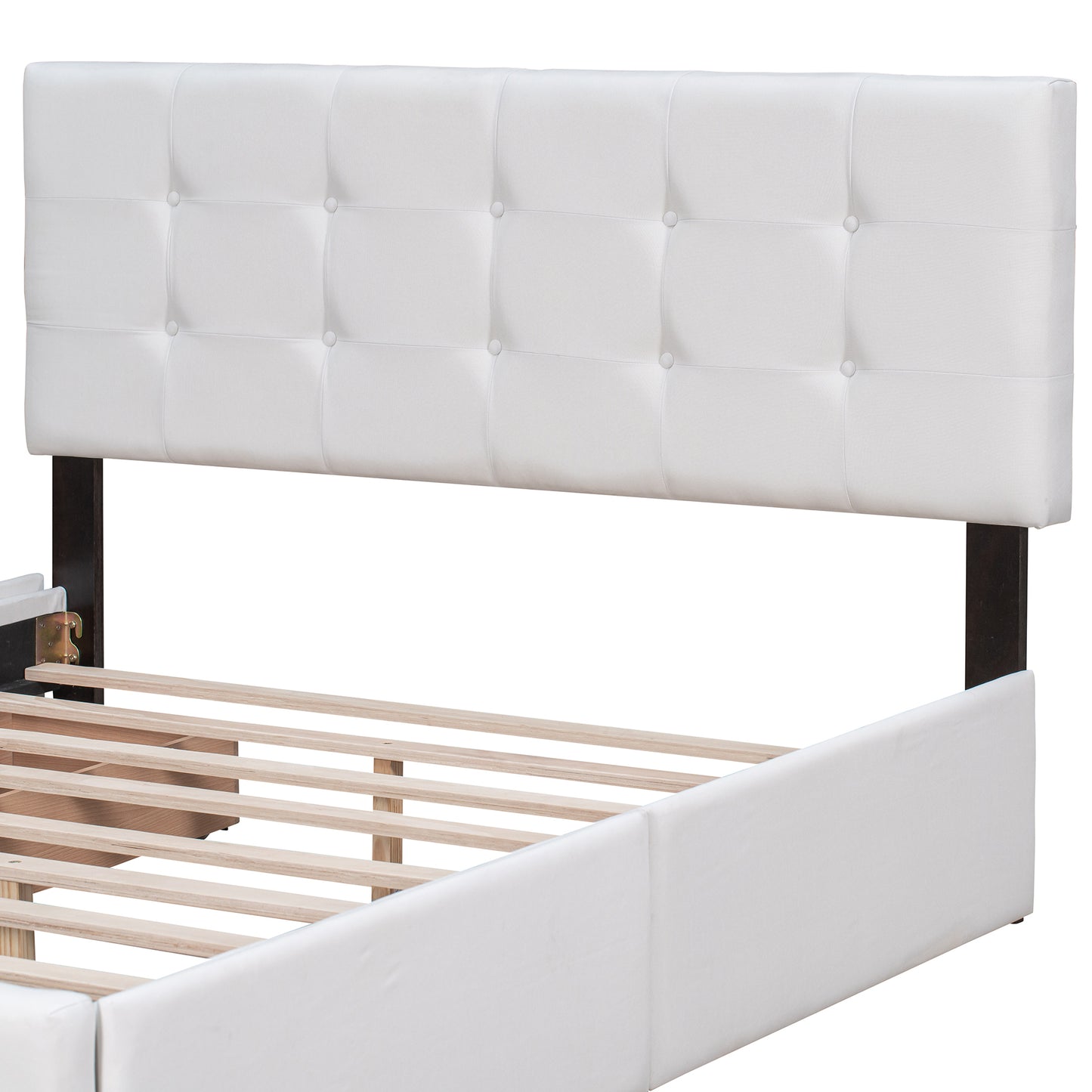 Draco Queen Size Platform Bed with 4 Drawers - White