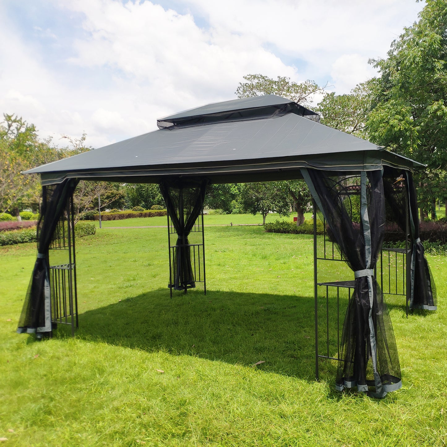 Kay 13 x 10 ft Outdoor Patio Gazebo Canopy Tent - Gray