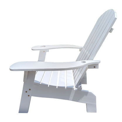 Surno Outdoor Wood Adirondack Chair with Umbrellaan hole - White