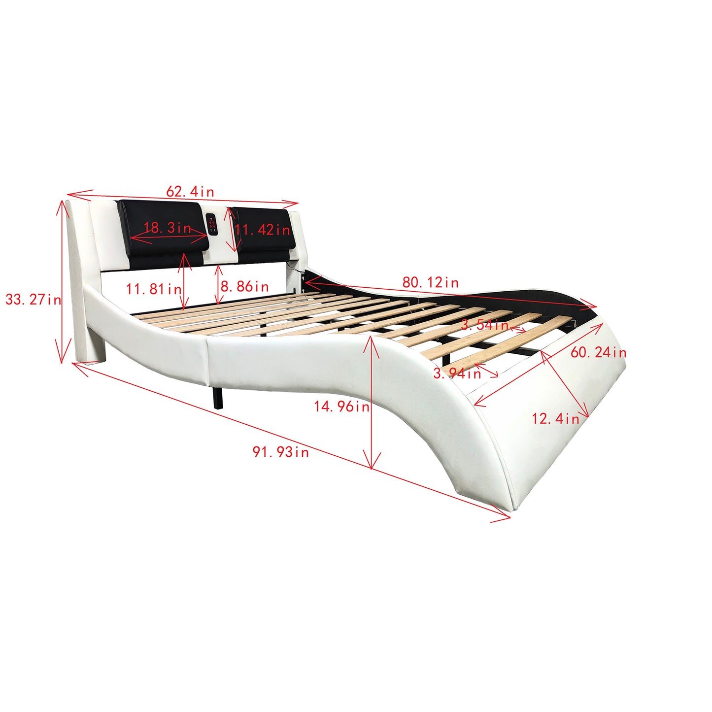 Sonic Control Queen Size Platform Bed Frame - White