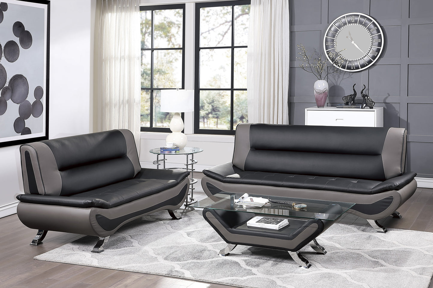 Moreno Loveseat - Black+Gray