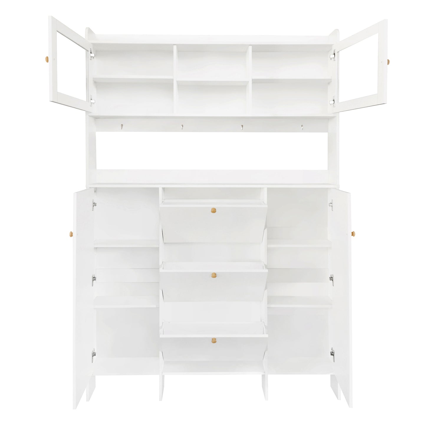 Felix Multifunctional Shoe Cabinet with Open Storage Platform - White