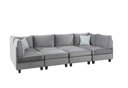 Zelmira Velvet 8Pc Modular Sectional Sofa - Gray