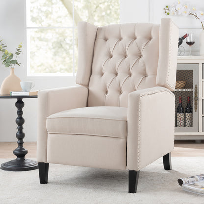 Nix Wide Manual Wing Chair Recliner - Beige