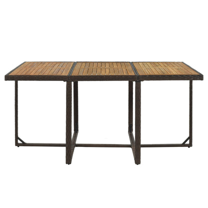 Larita 11 Pc  All-Weather PE Wicker Dining Table Set - Brown