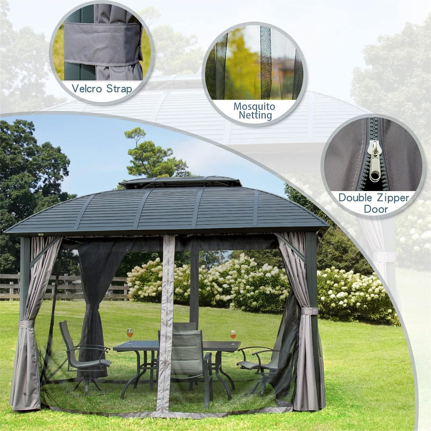 Nilla 10 X 12 ft Outdoor Hardtop Gazebo - Black