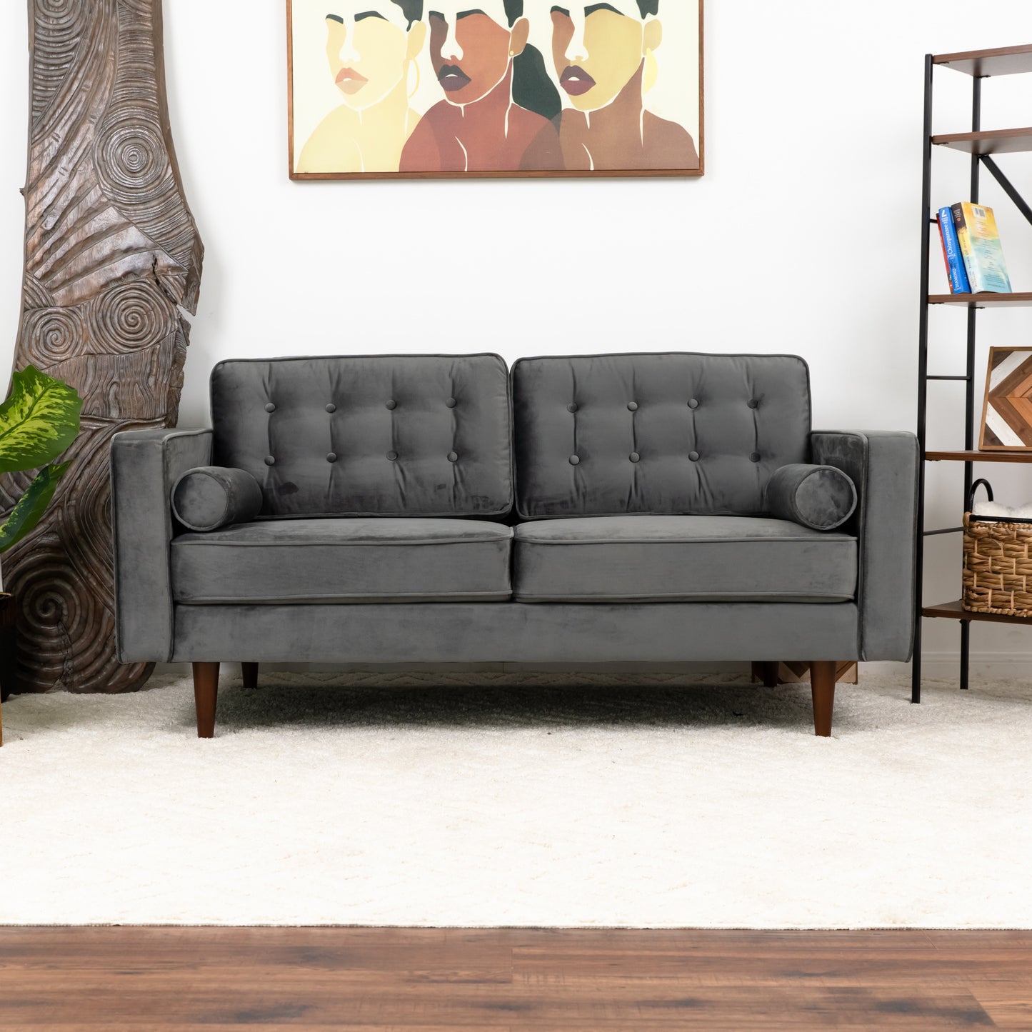 Casey Velvet Loveseat - Gray