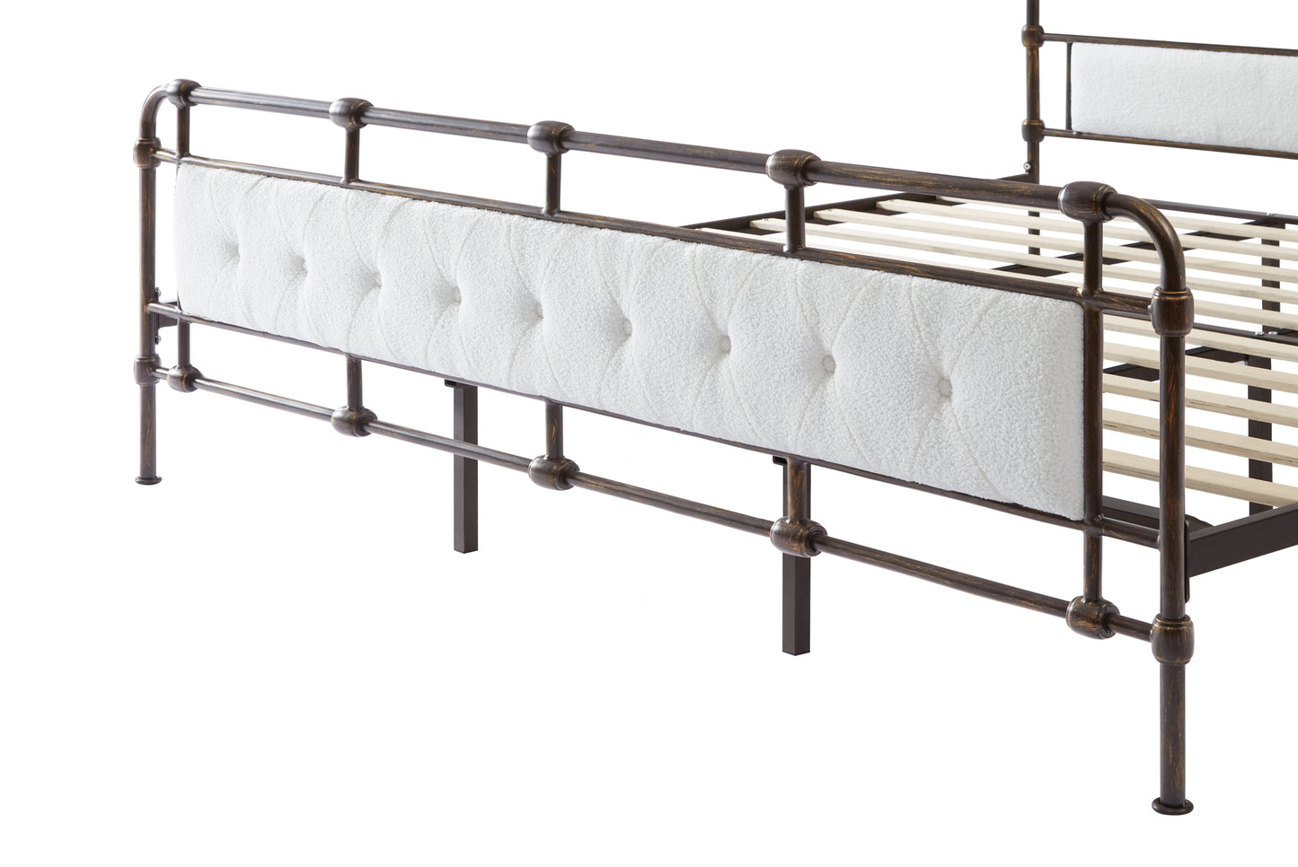 King size High Boad Metal Bed Frame - White