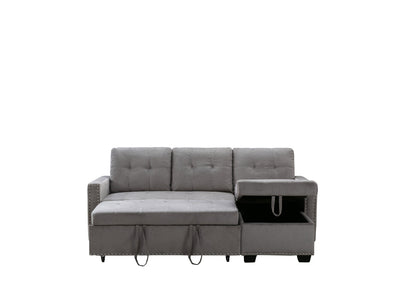 Eki Reversible Sectional Storage Sleeper Sofa Bed - Light Grey