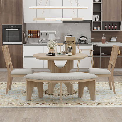 Todd 5pc Dining Set Round Table 4x Side Chairs - Natural