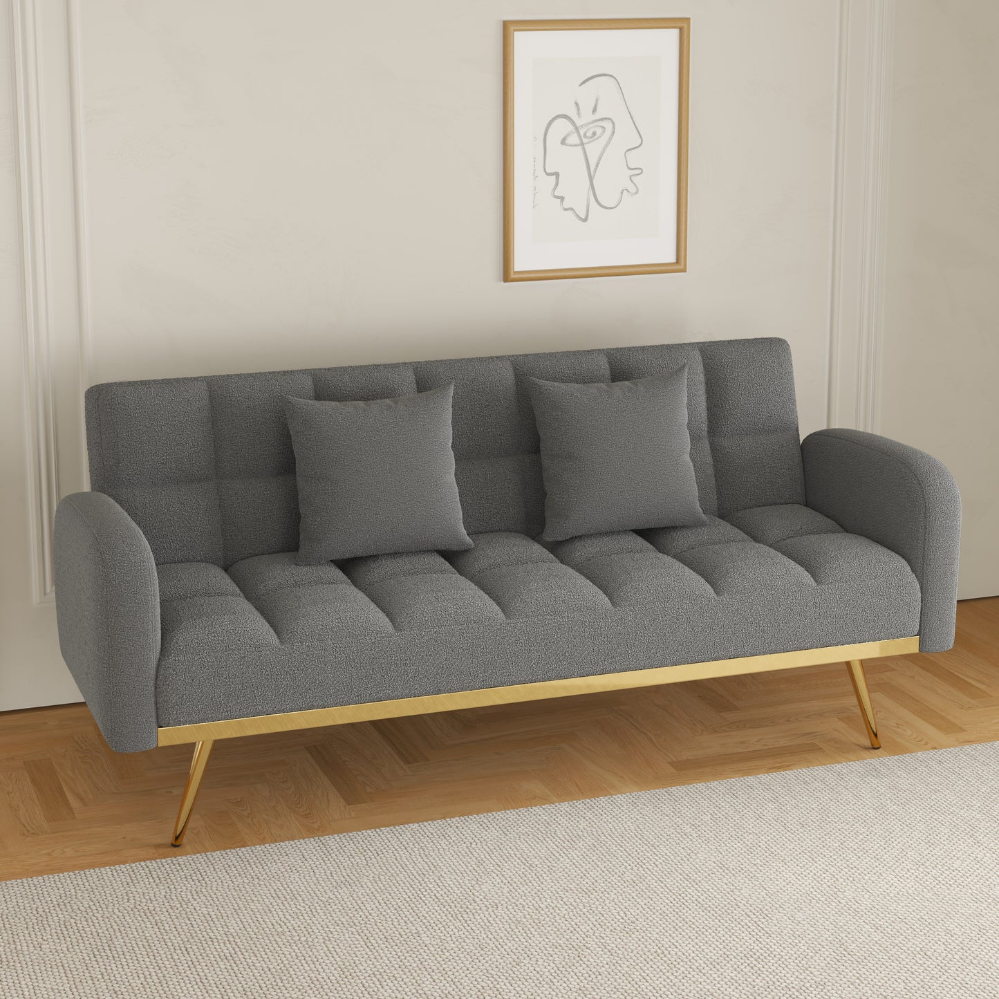 Sonic Convertible Sofa Bed- Gray