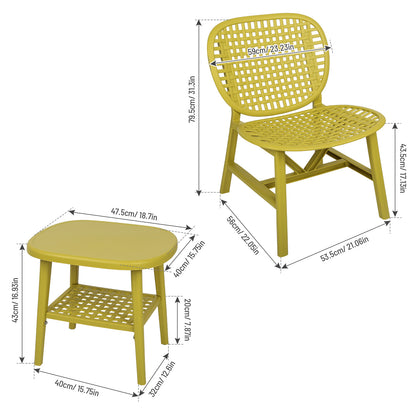 Toccara  3 Pc Retro Patio Table Chair Set - Yellow